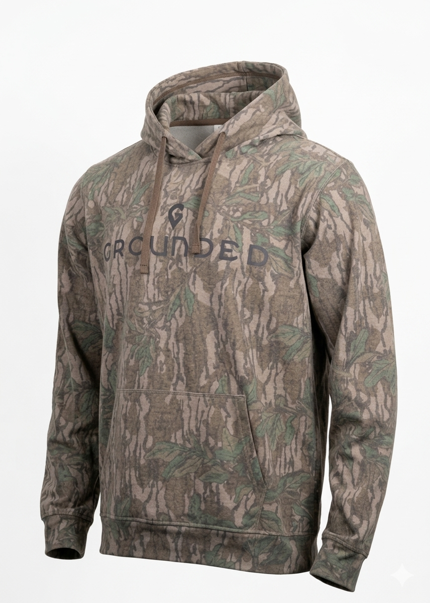 Grounded Mossy Oak Green Leaf Faded Hoodie